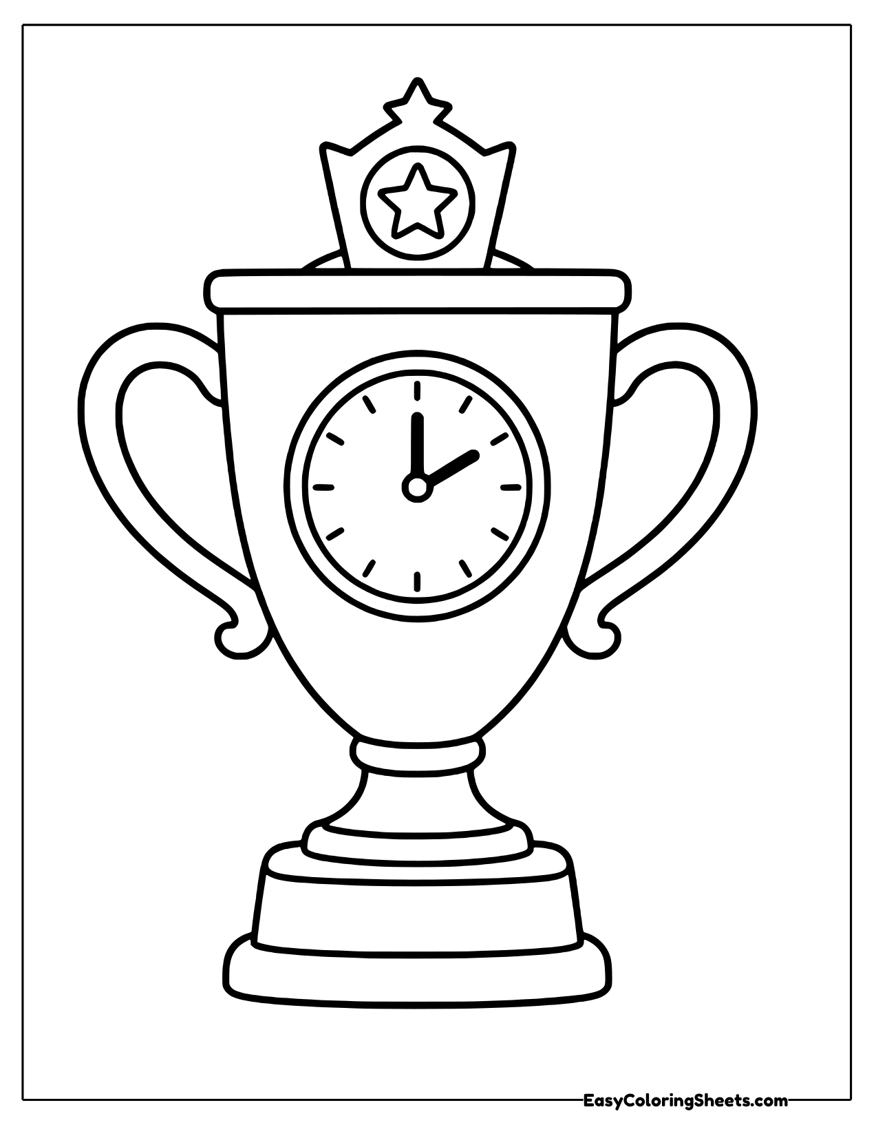 Trophy cup with a clock in the center