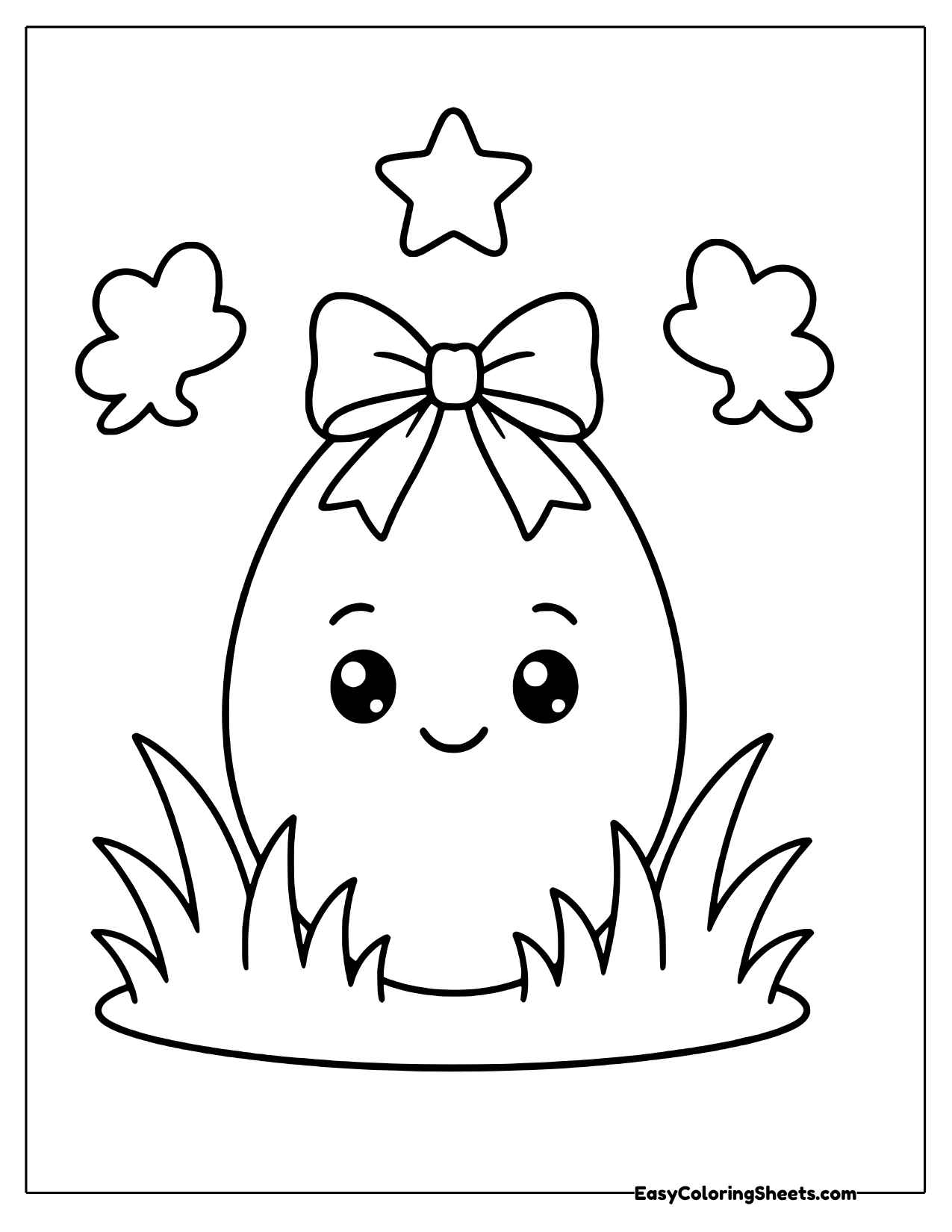 Smiling Easter egg with a bow