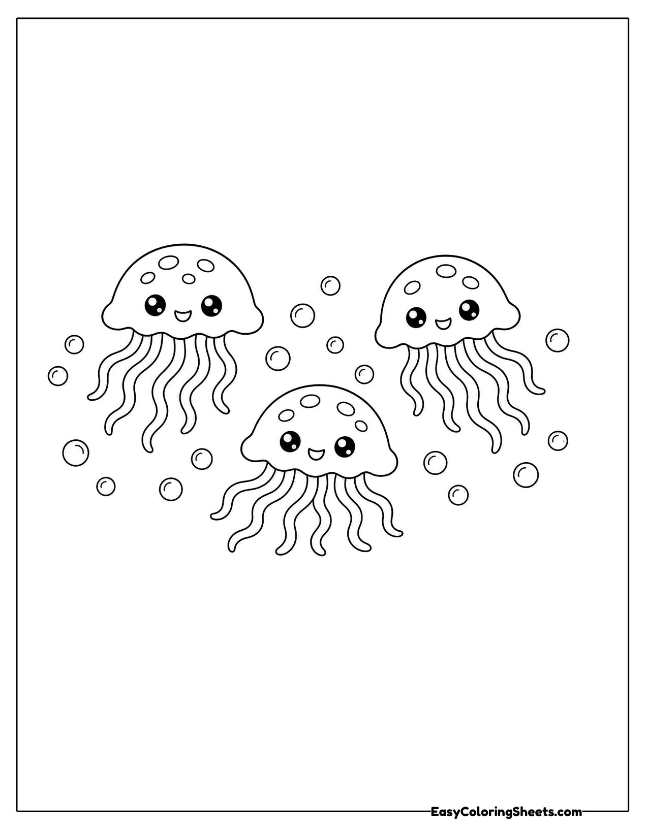 Group of smiling jellyfish