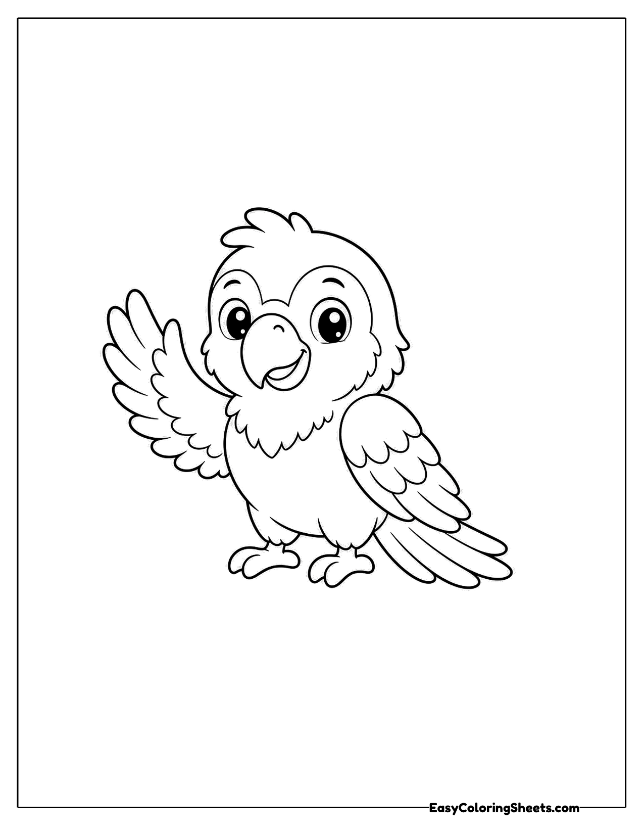 Parrot waving one wing hello
