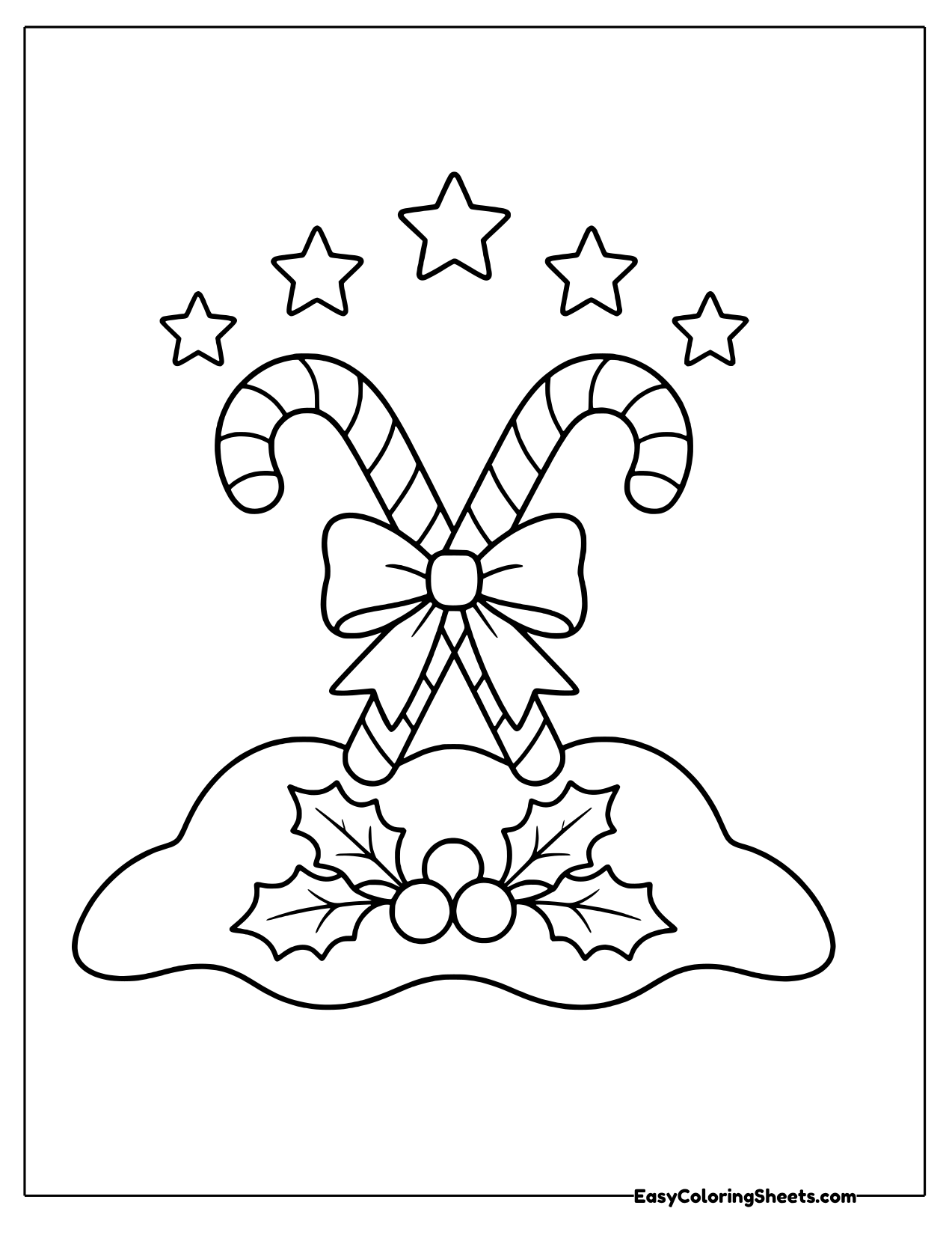 Two crossed candy canes with a bow