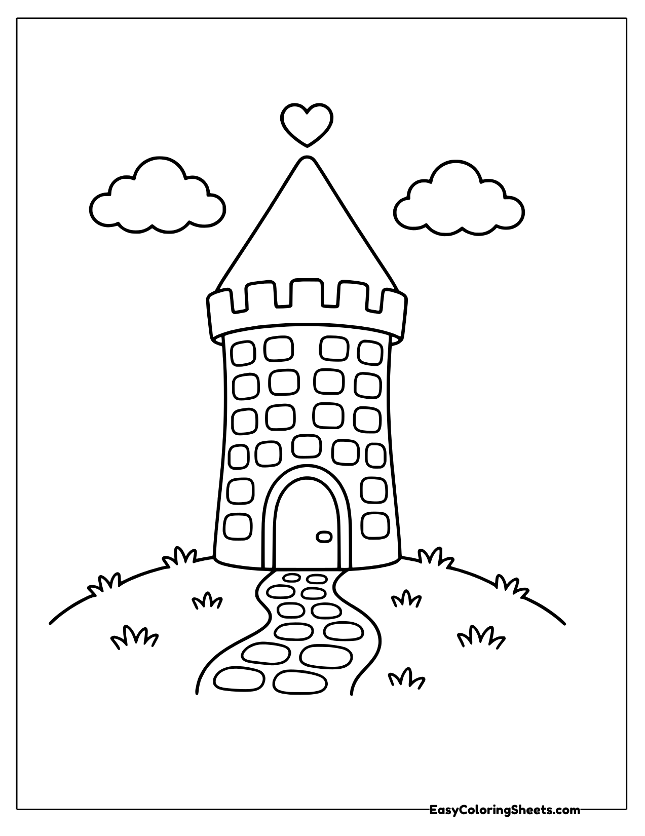 Single tower turret with a big wooden door