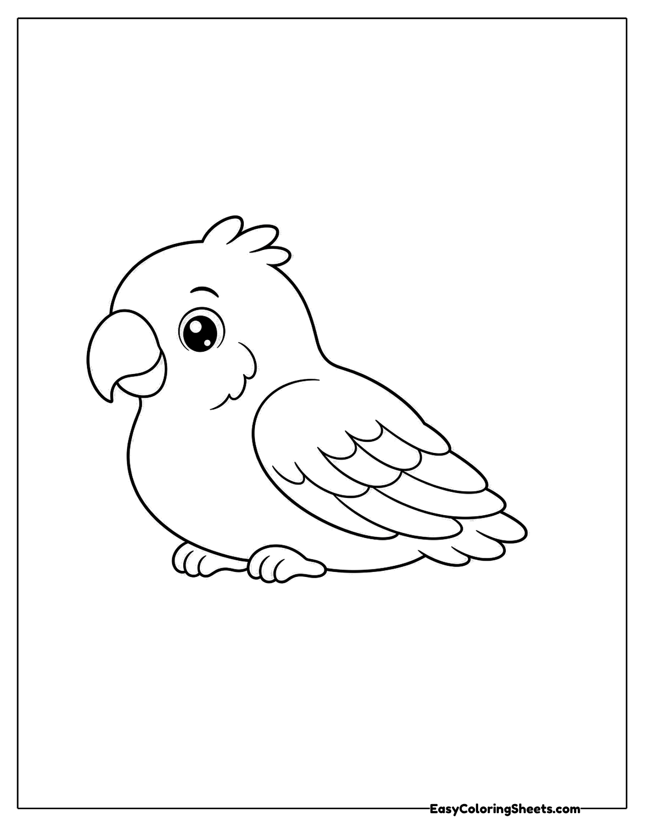 Parrot resting low in side view