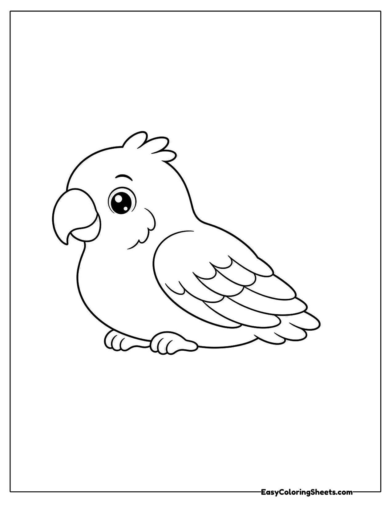 Parrot resting low in side view