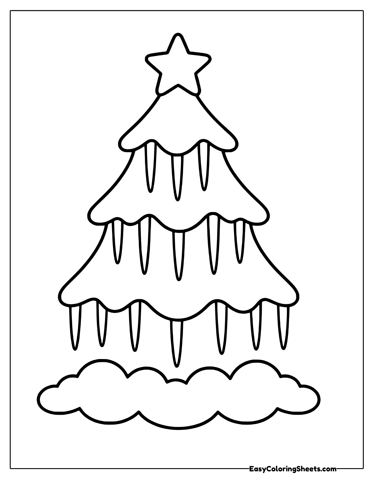 Christmas tree with icicles dripping from branches