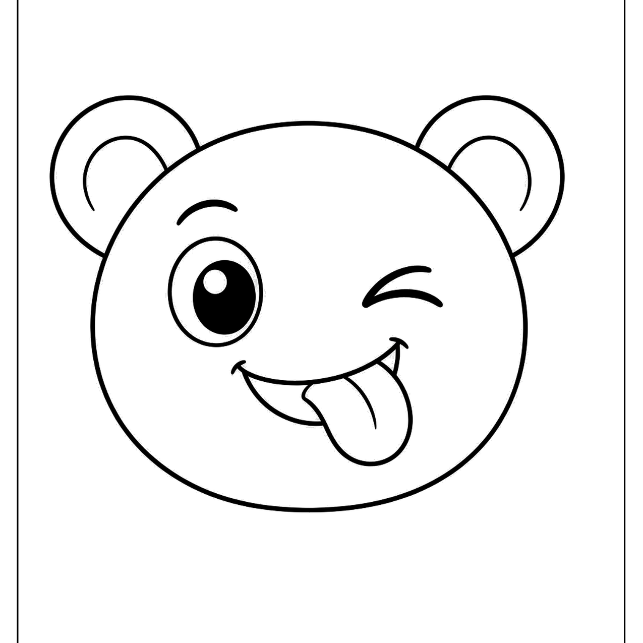 Winking bear face sticking out its tongue