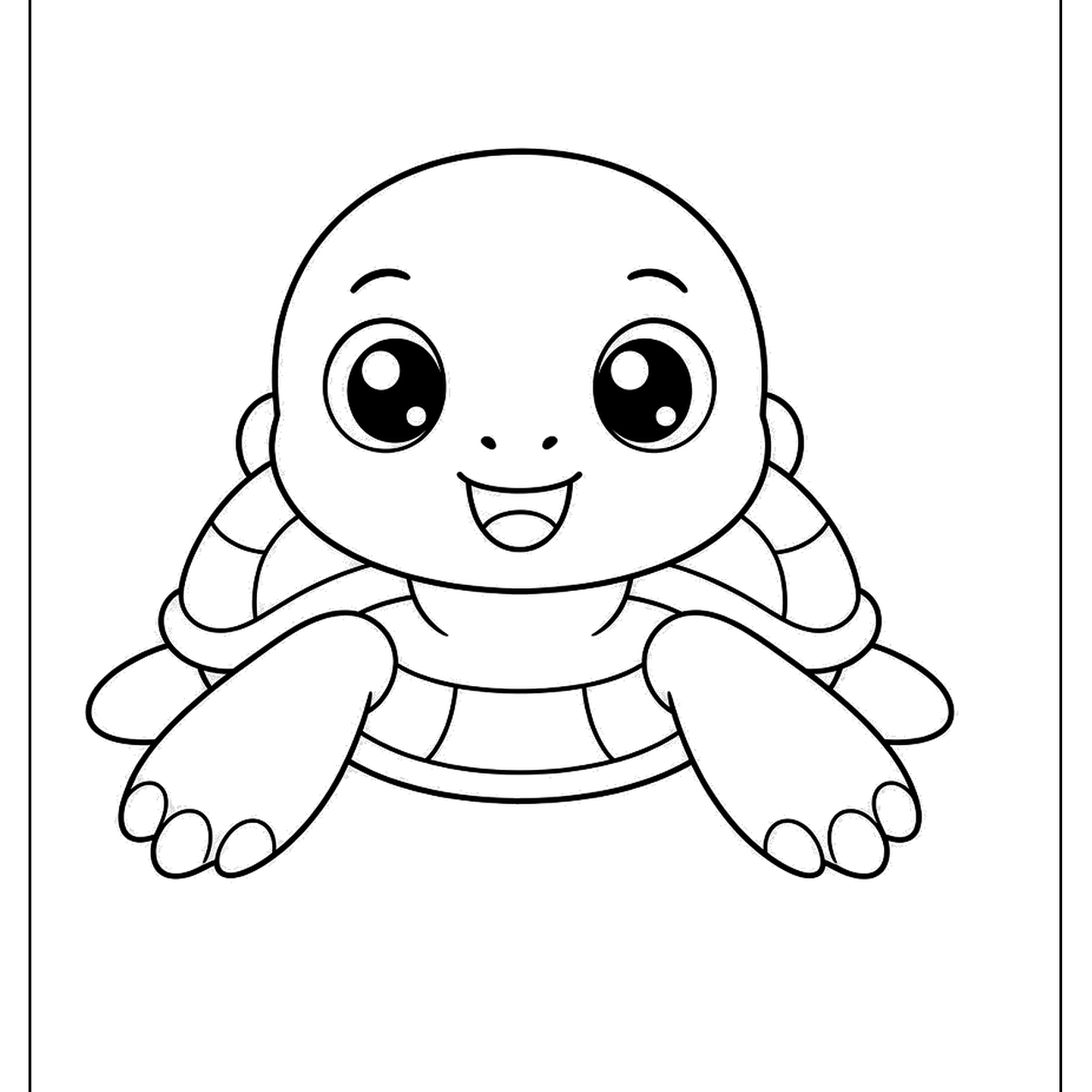 Baby turtle with big eyes peeking from its shell