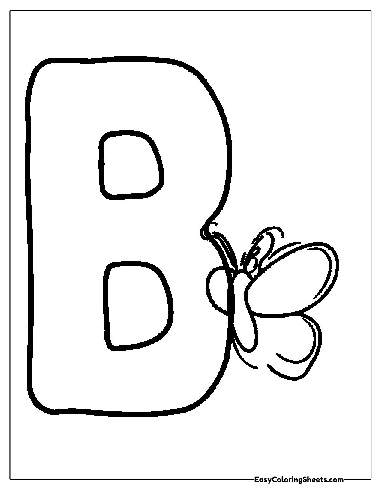 Letter B with a butterfly on its side