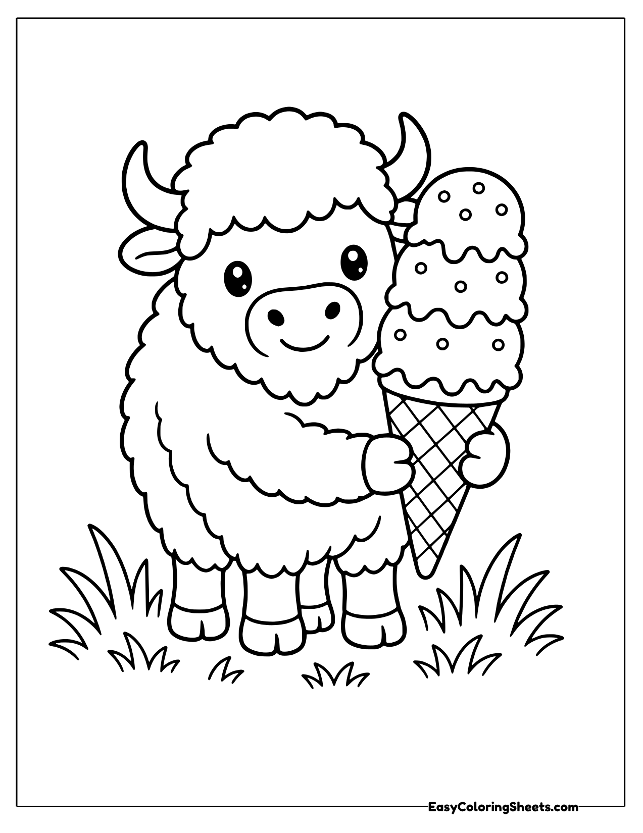 Bison holding a giant ice cream cone