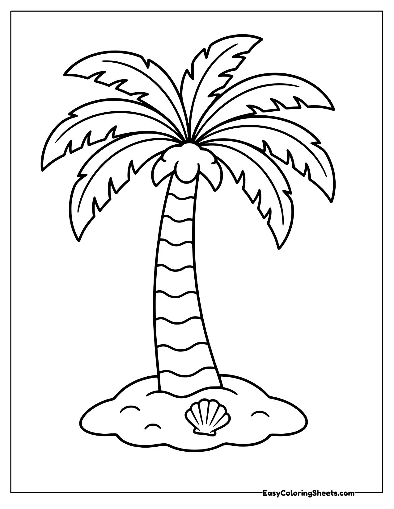 Tall palm tree on a patch of sand