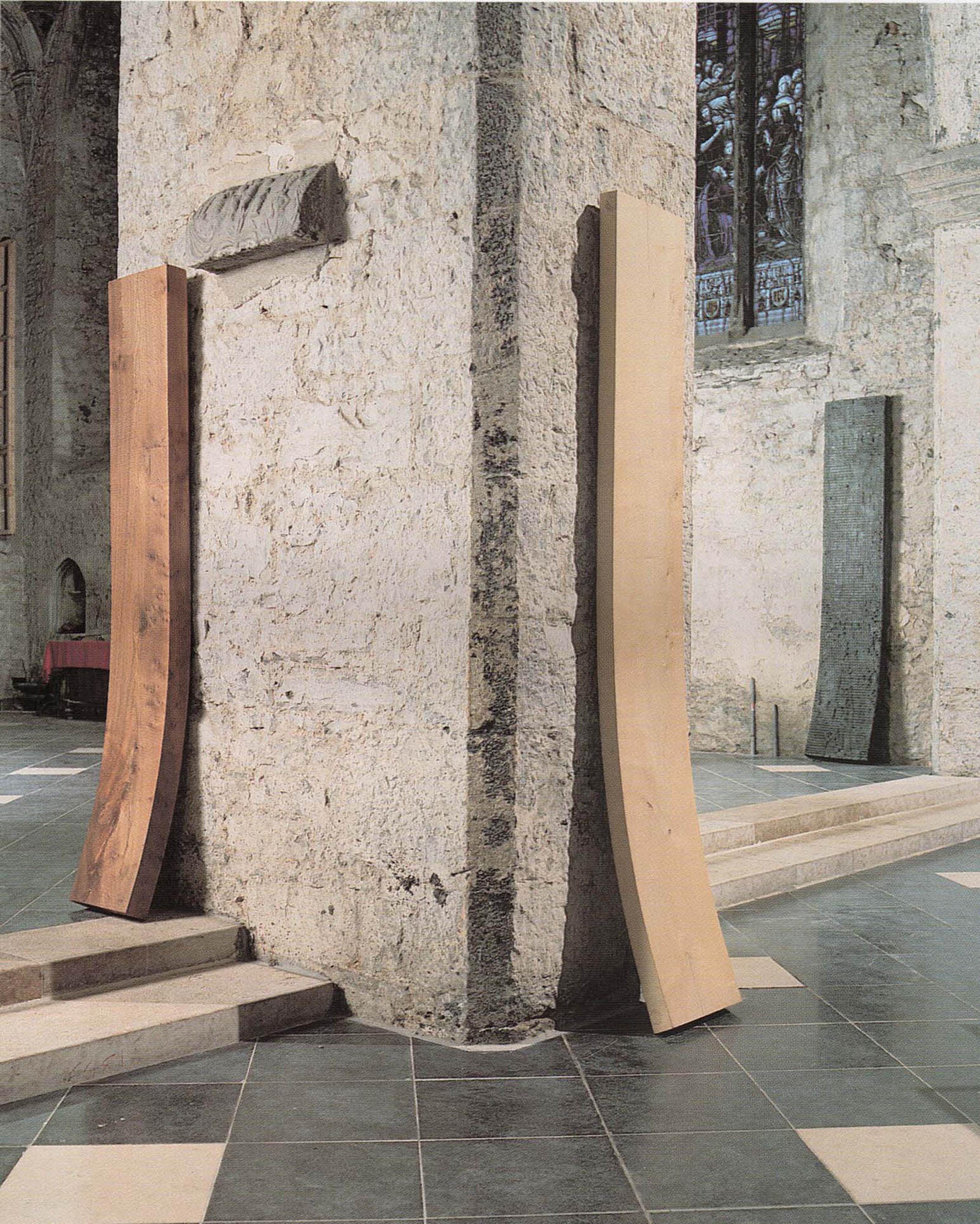 (1998) Michael Warren, 'Stele X', 1995, elm, 195 cm. 'Stele XIV', 1996-97, sycamore, 245 cm. 'Stele', 1997, bronze 250 cm.  