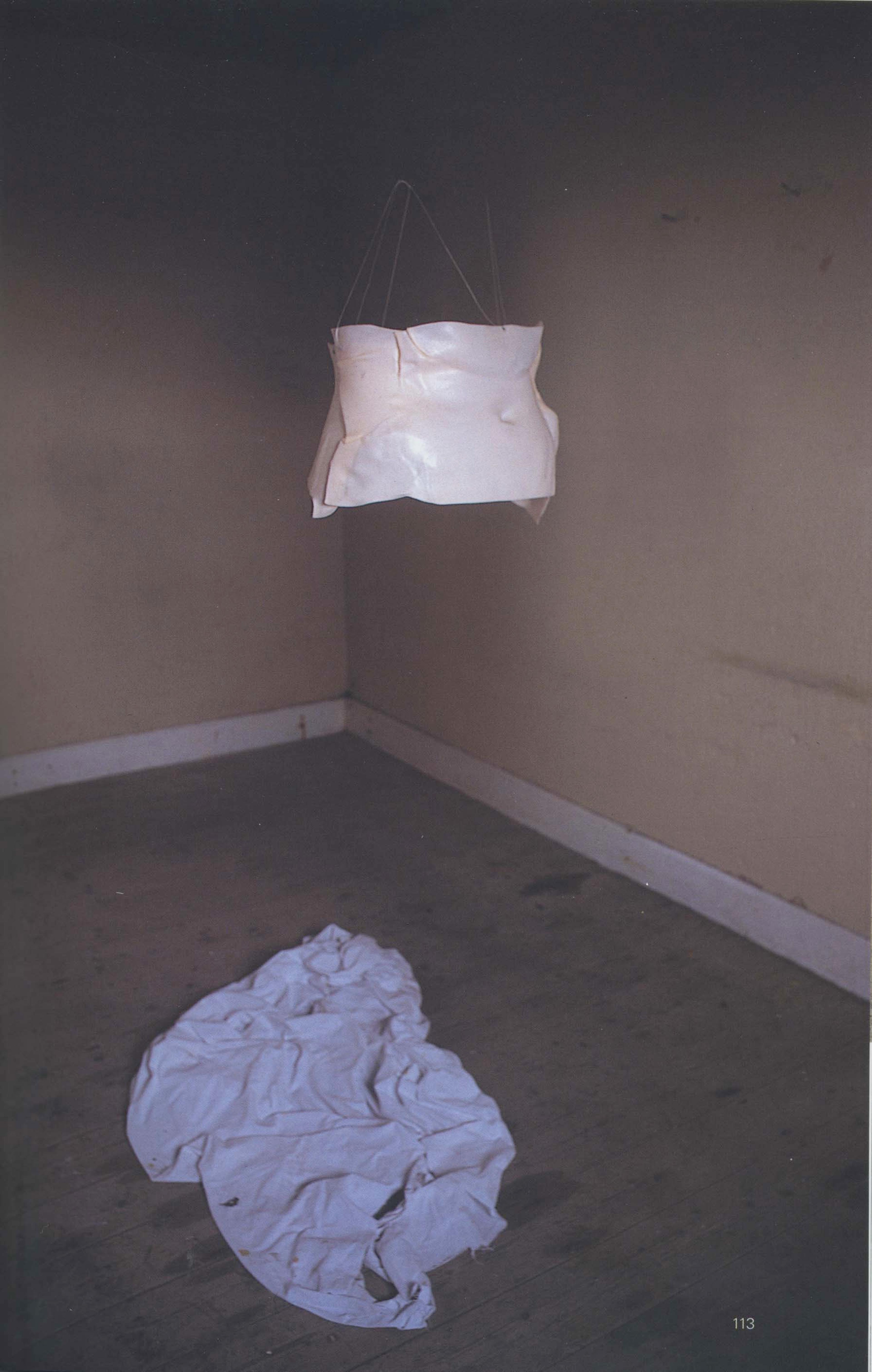 (2002) Bernie Laherty, There... , 2002, thermplastic and cotton sheet.