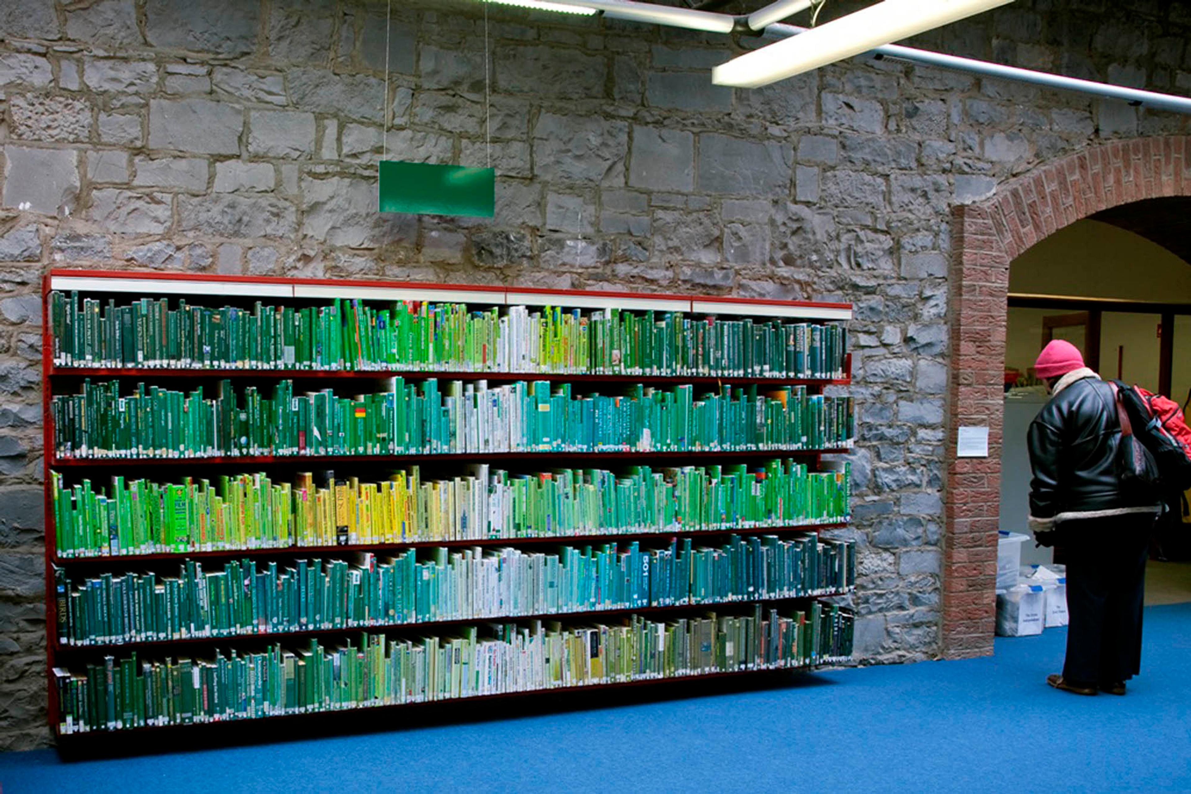 (2010) Wang Ruobing, Eat Me, 2010, installation, 926 library books, 180 x 40 x 28 cm. 