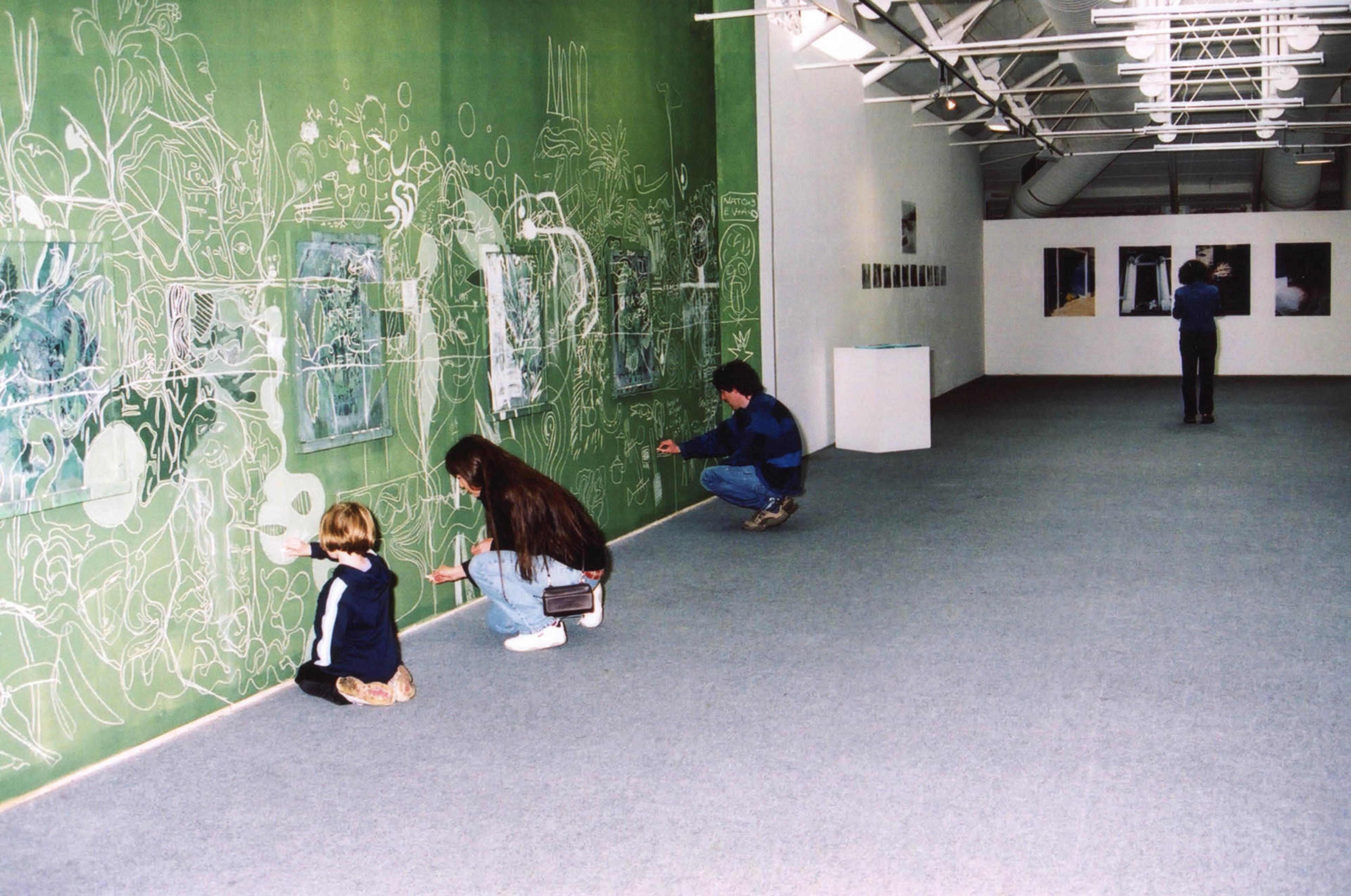(2000) Federico Guzman, Blackboard Jungle Plants, 1999 - 2000, chalkboard paint and chalk on wood and wall.
