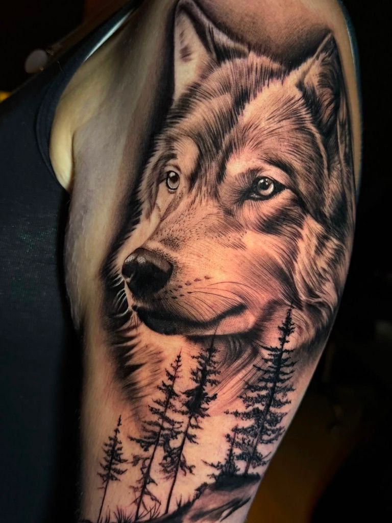 Wolf tussen de bomen
