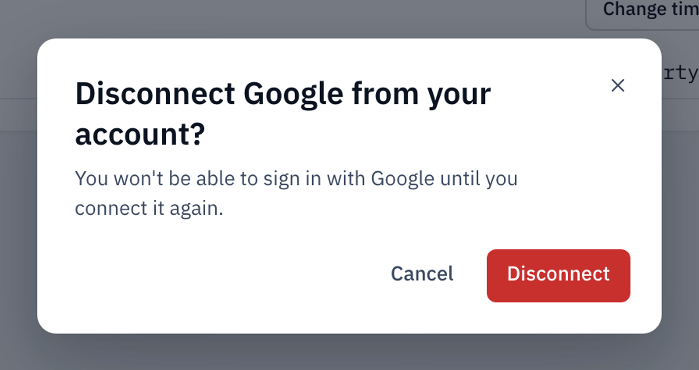 The Disconnect Google from your account? dialog
