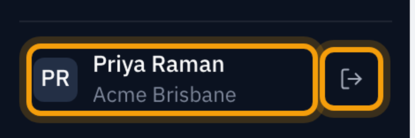 The sidebar with your name and the sign-out button highlighted