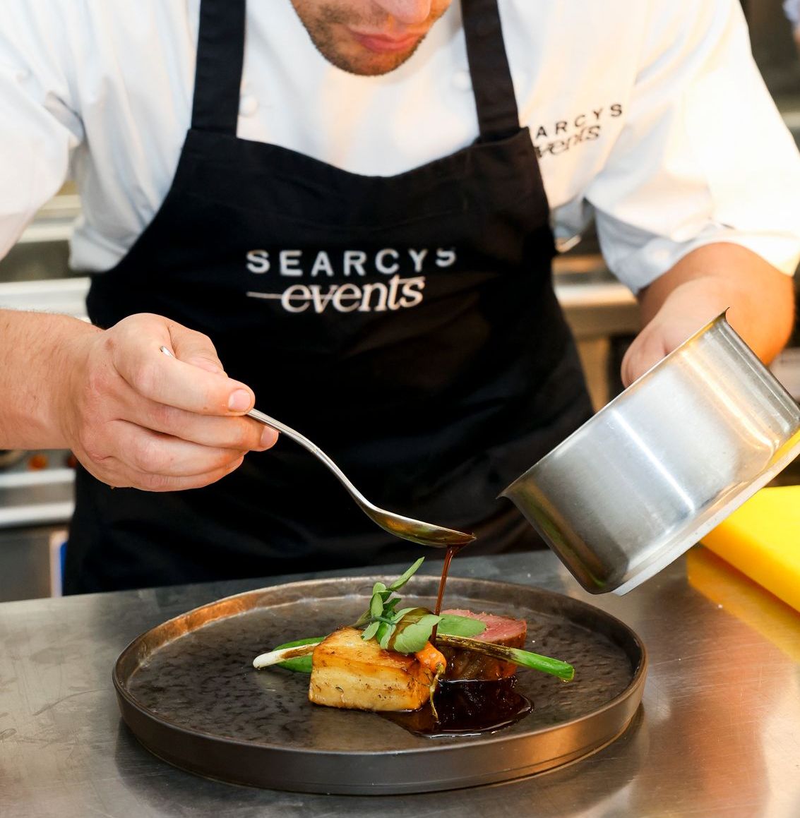 Chef plating dish