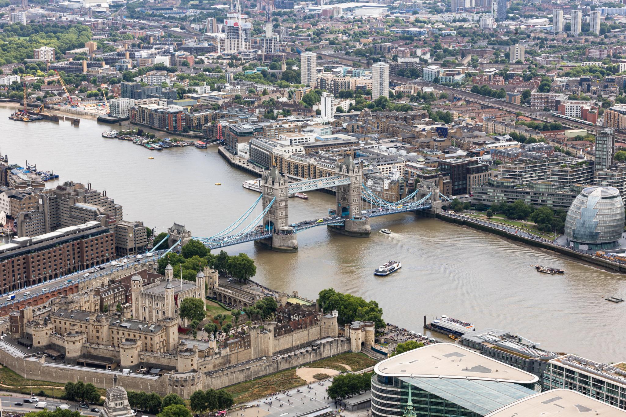 A view over Tower Bridge and the Tower of London