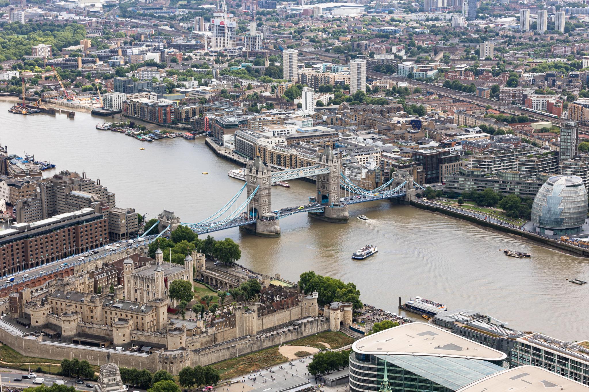 A view over Tower Bridge and the Tower of London