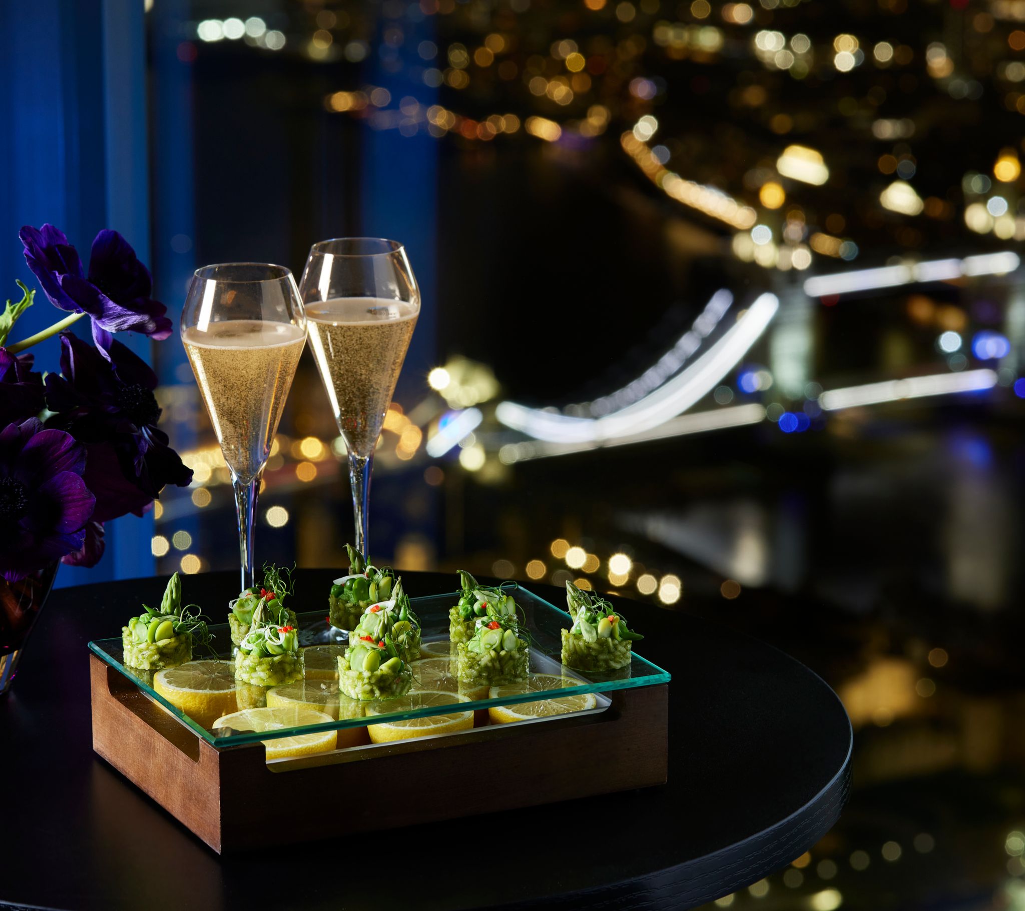 Champagne and hors d'oeuvre