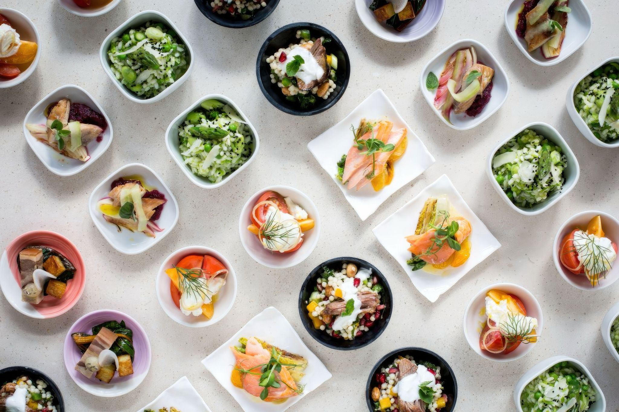 A sampling of salads in bowls