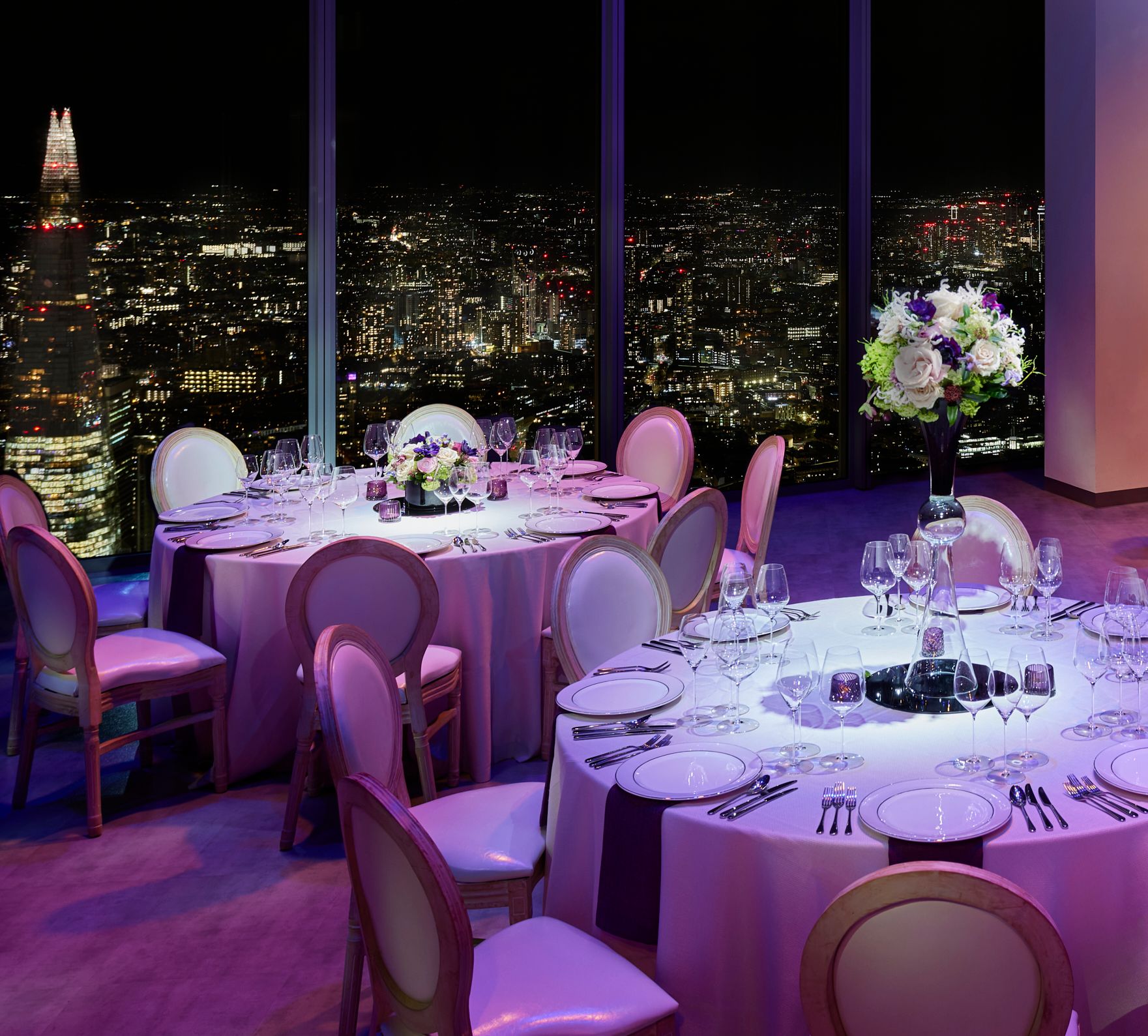 Tables set for dinner event