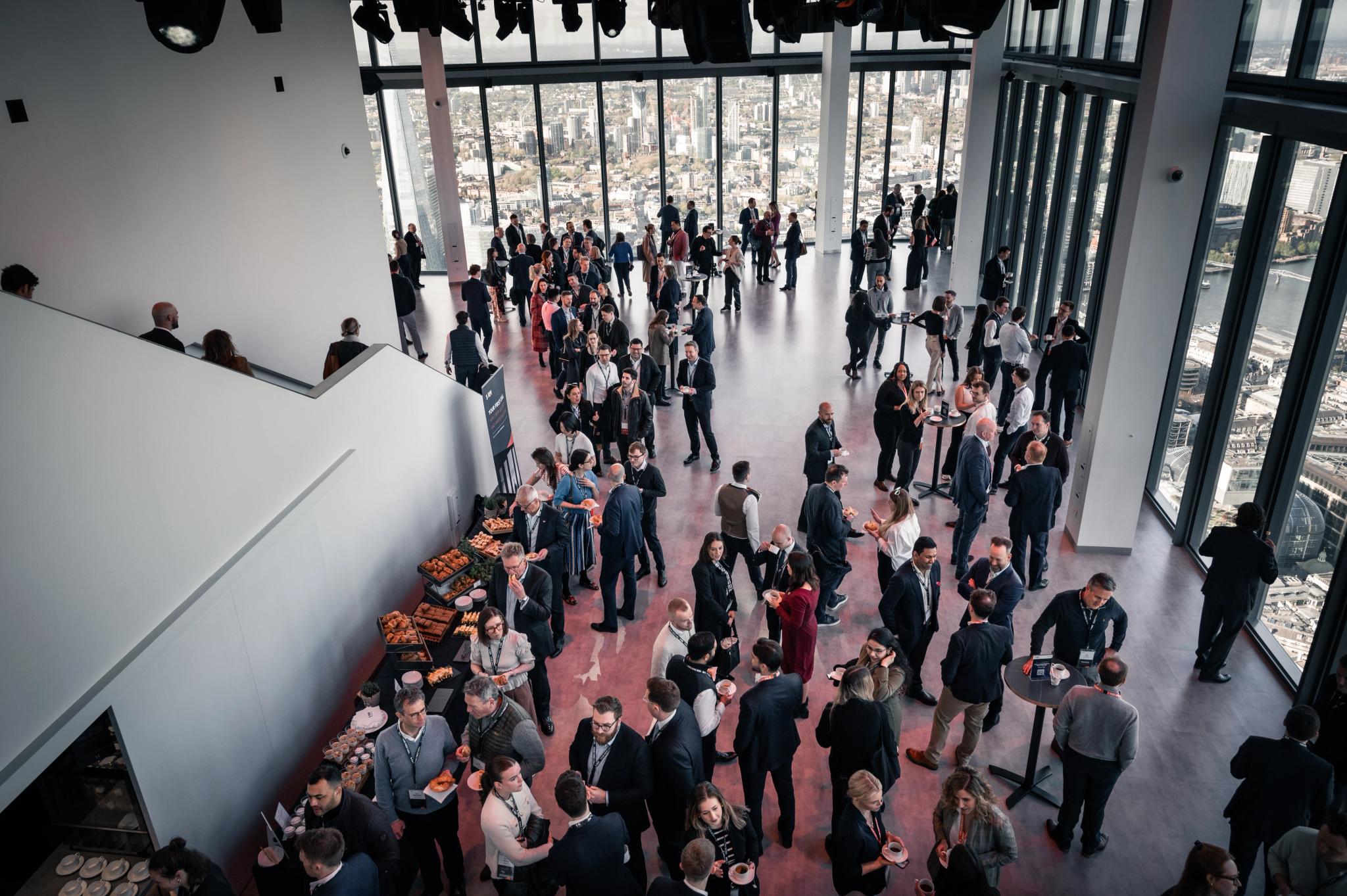 A view looking down at an event at Horizon 22