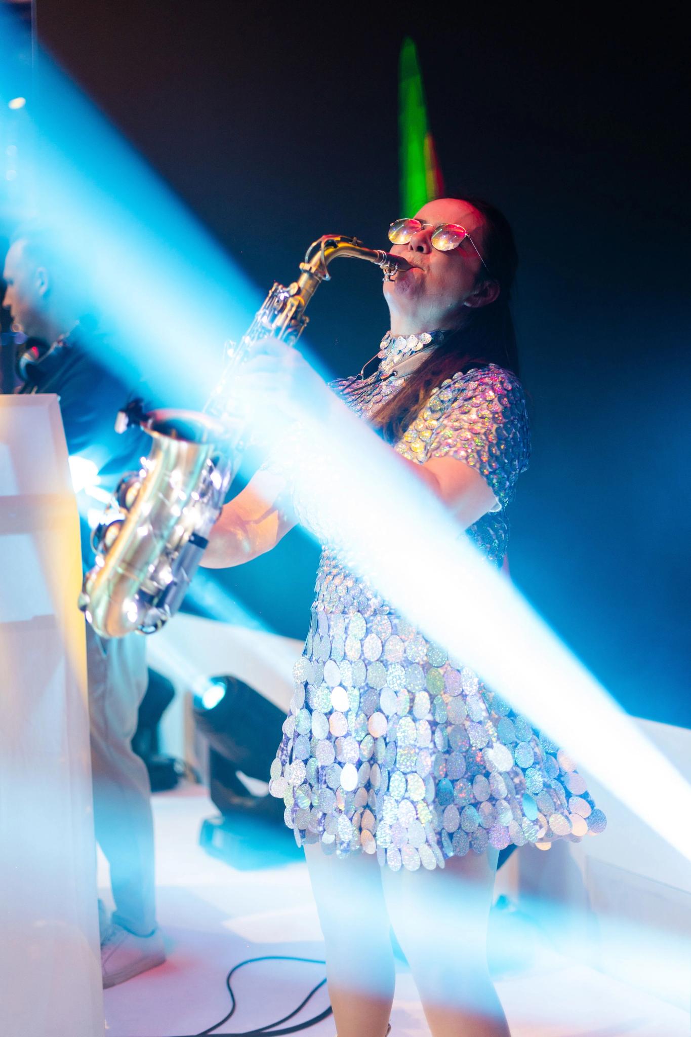 A saxophonist playing