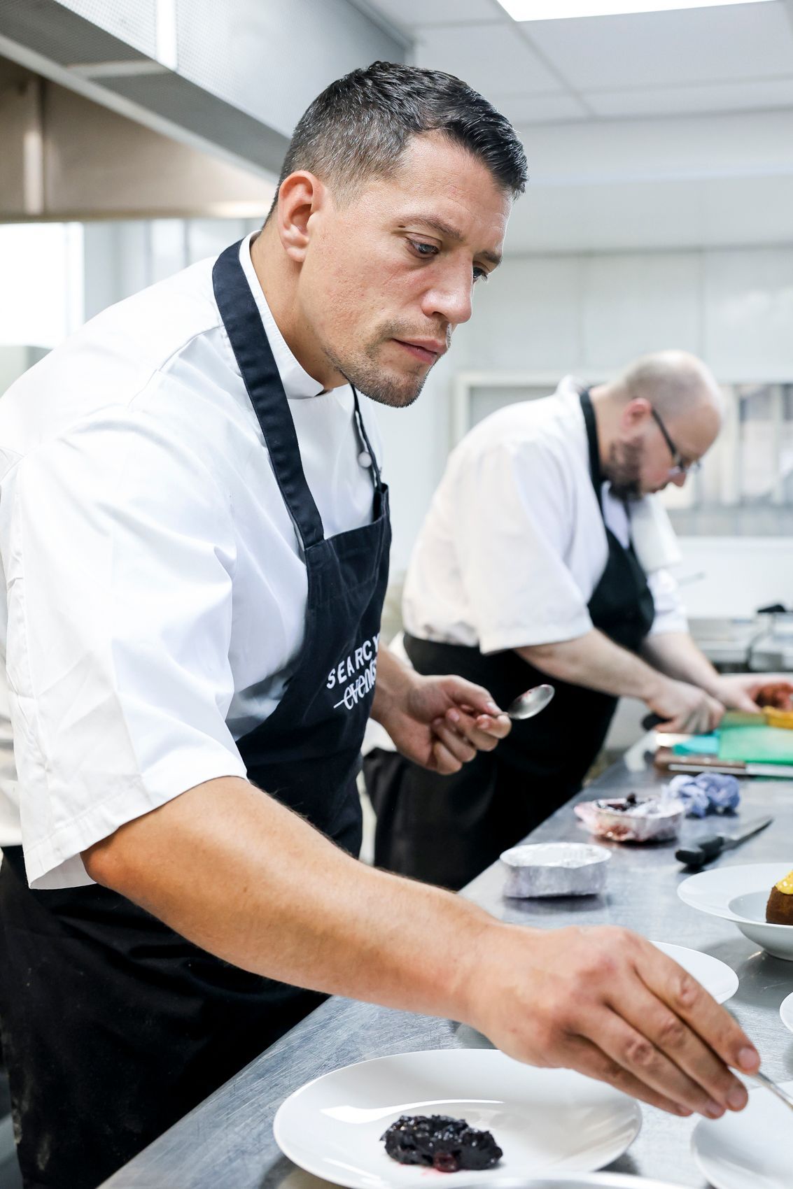 Chef preparing dishes