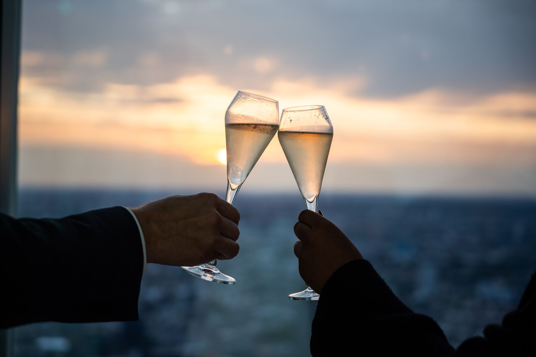Cheers at sunset
