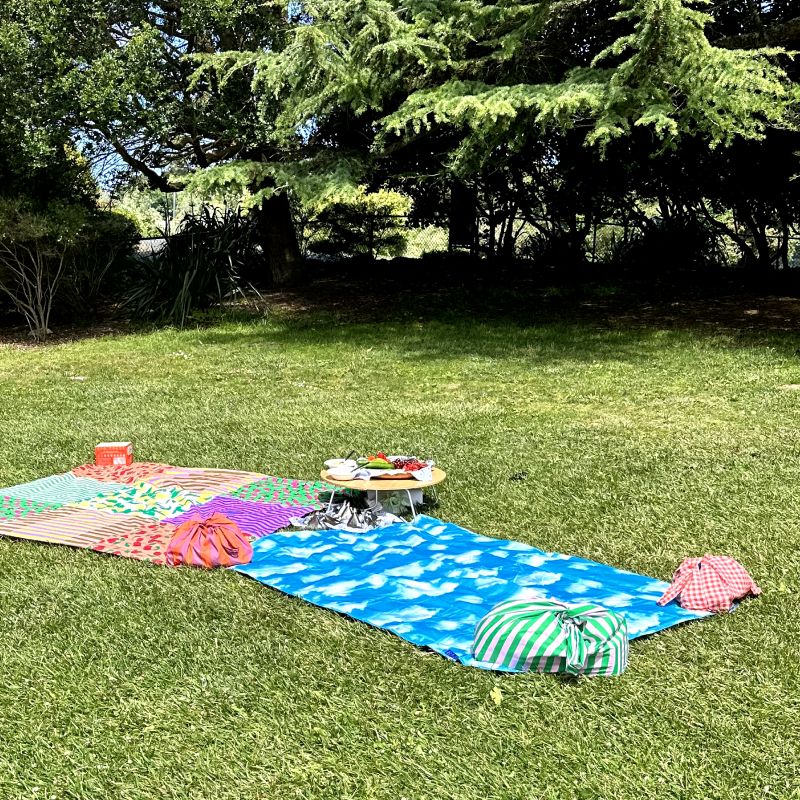 Puffy Picnic Blanket Azalea Pink Tartan - Baggu