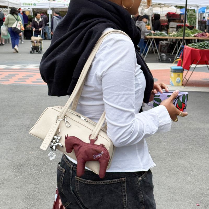 Small Recycled Leather Bowler Bag Brown - Baggu