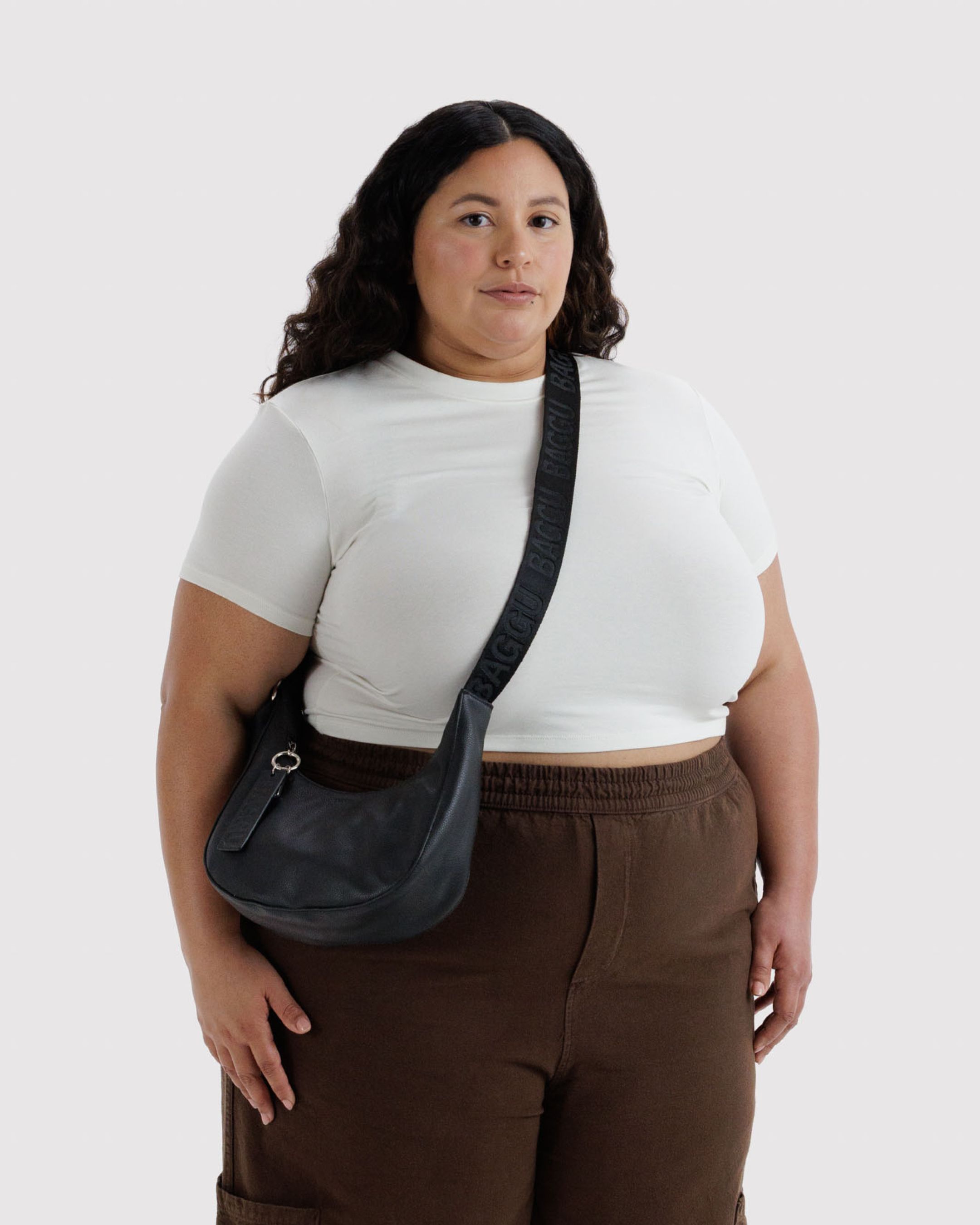 Small Recycled Leather Crescent Bag