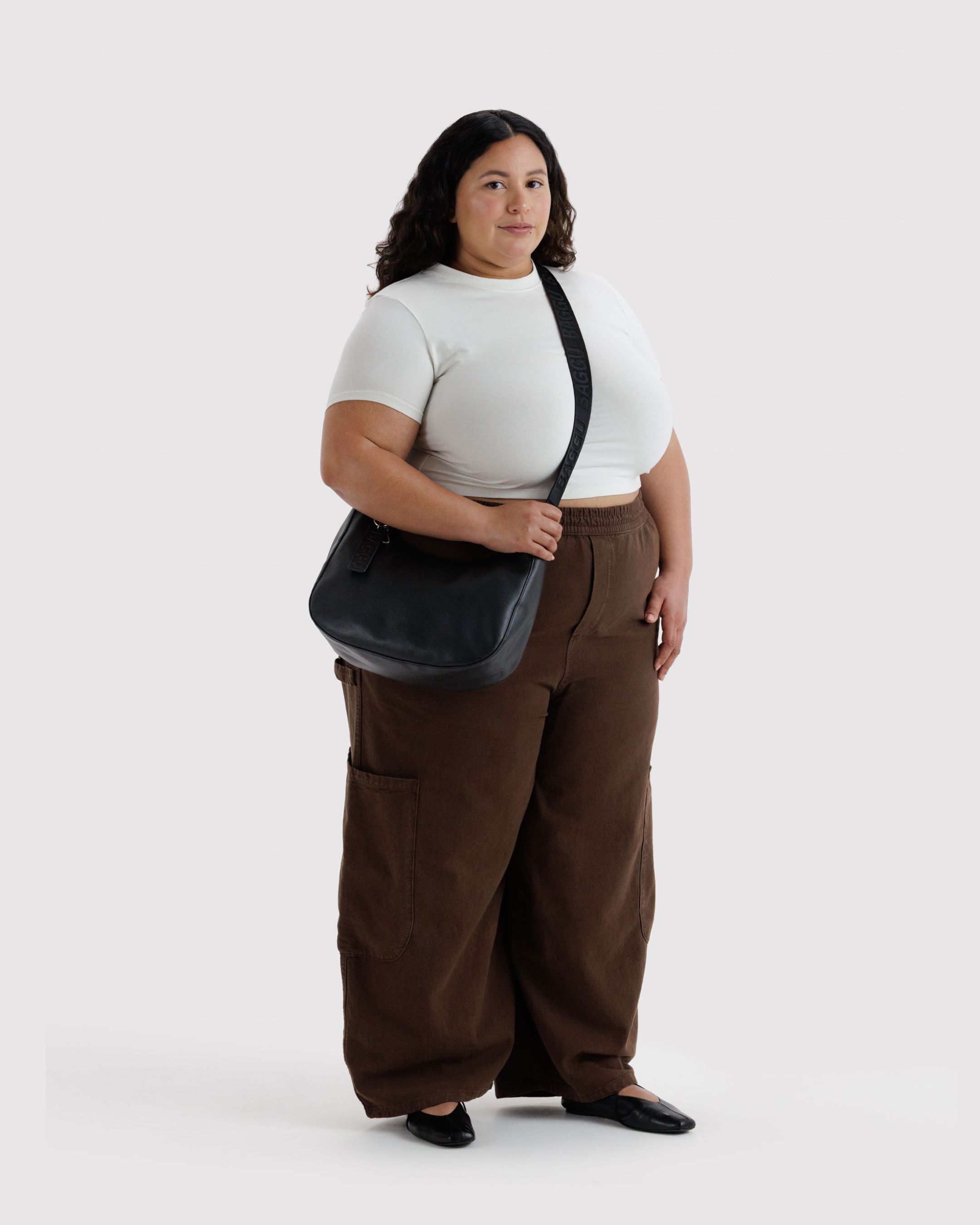 Medium Recycled Leather Crescent Bag