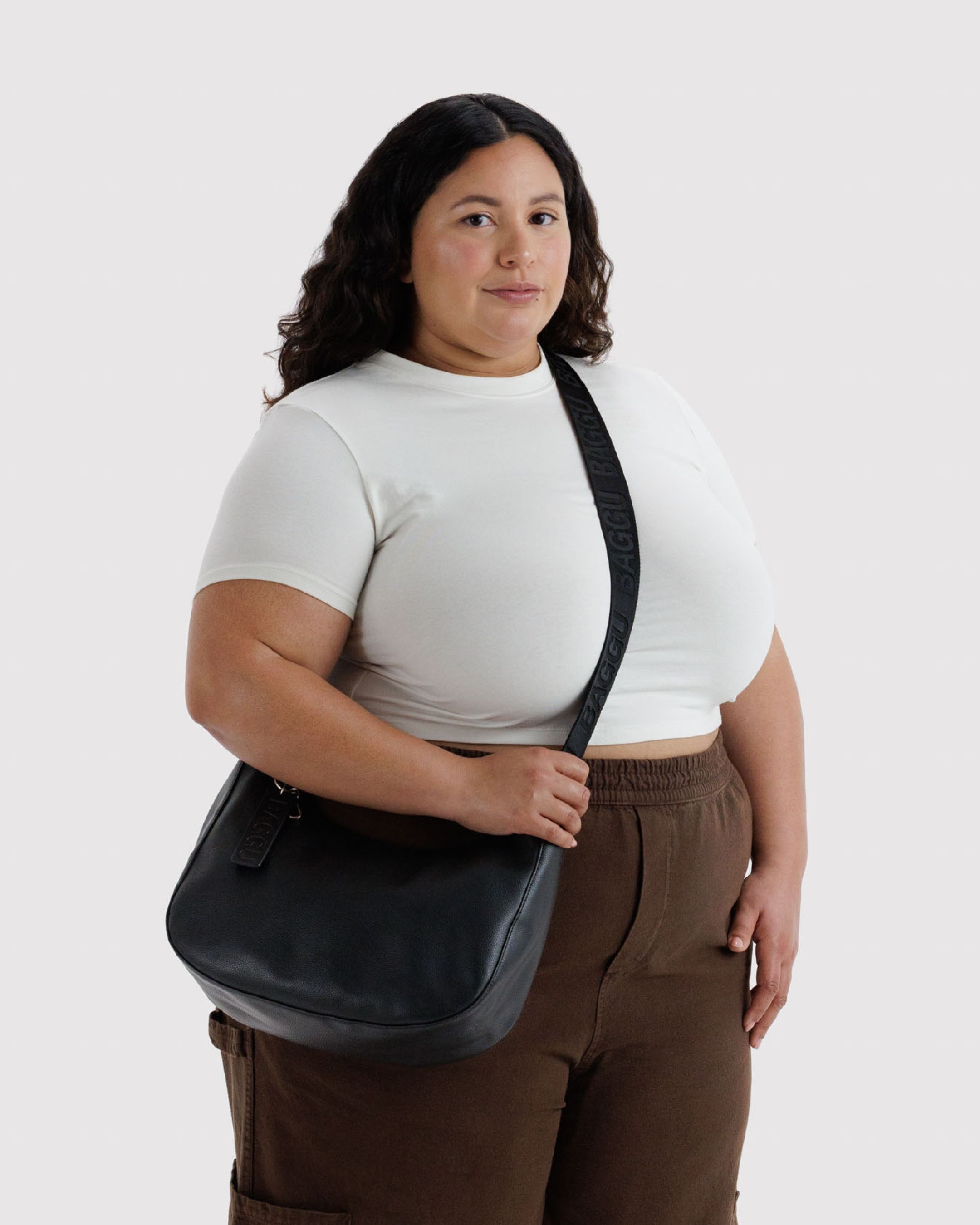 Medium Recycled Leather Crescent Bag