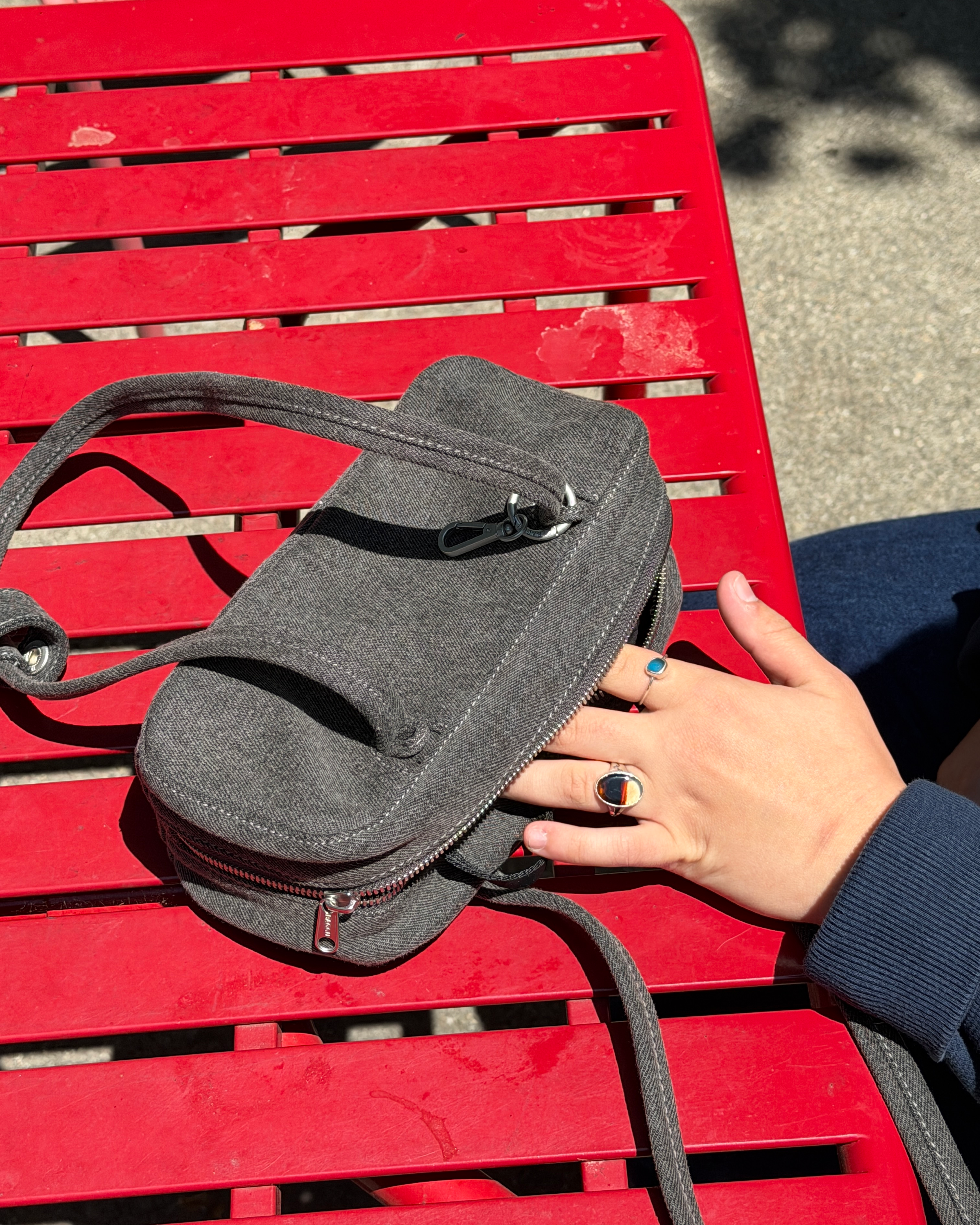 Small Denim Bowler Bag Washed Black Denim - Baggu