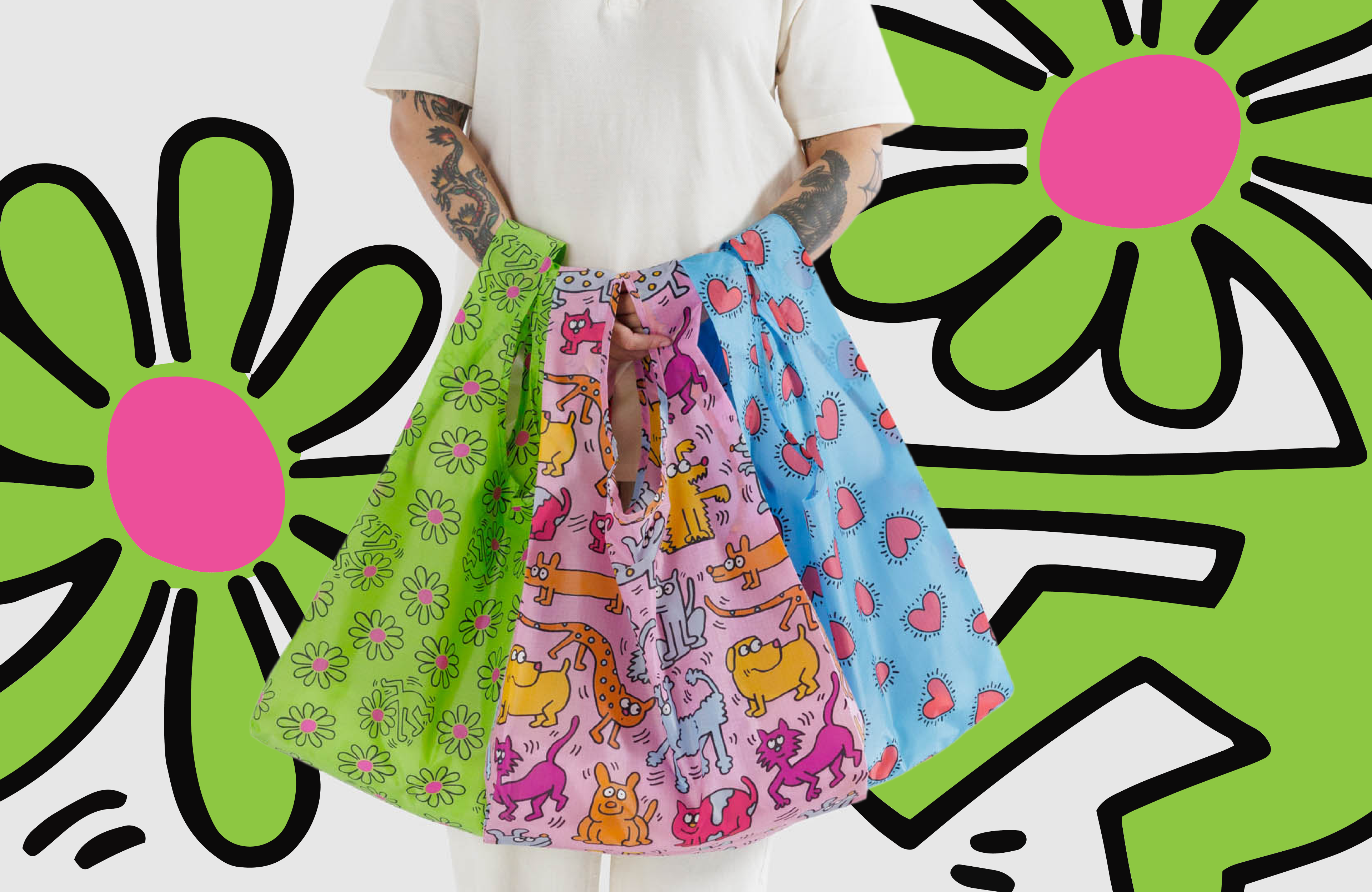 BAGGU × Keith Haring コラボ 3Dジップポーチセット（3点） BAGGU Keith Haring 3D Zip Set