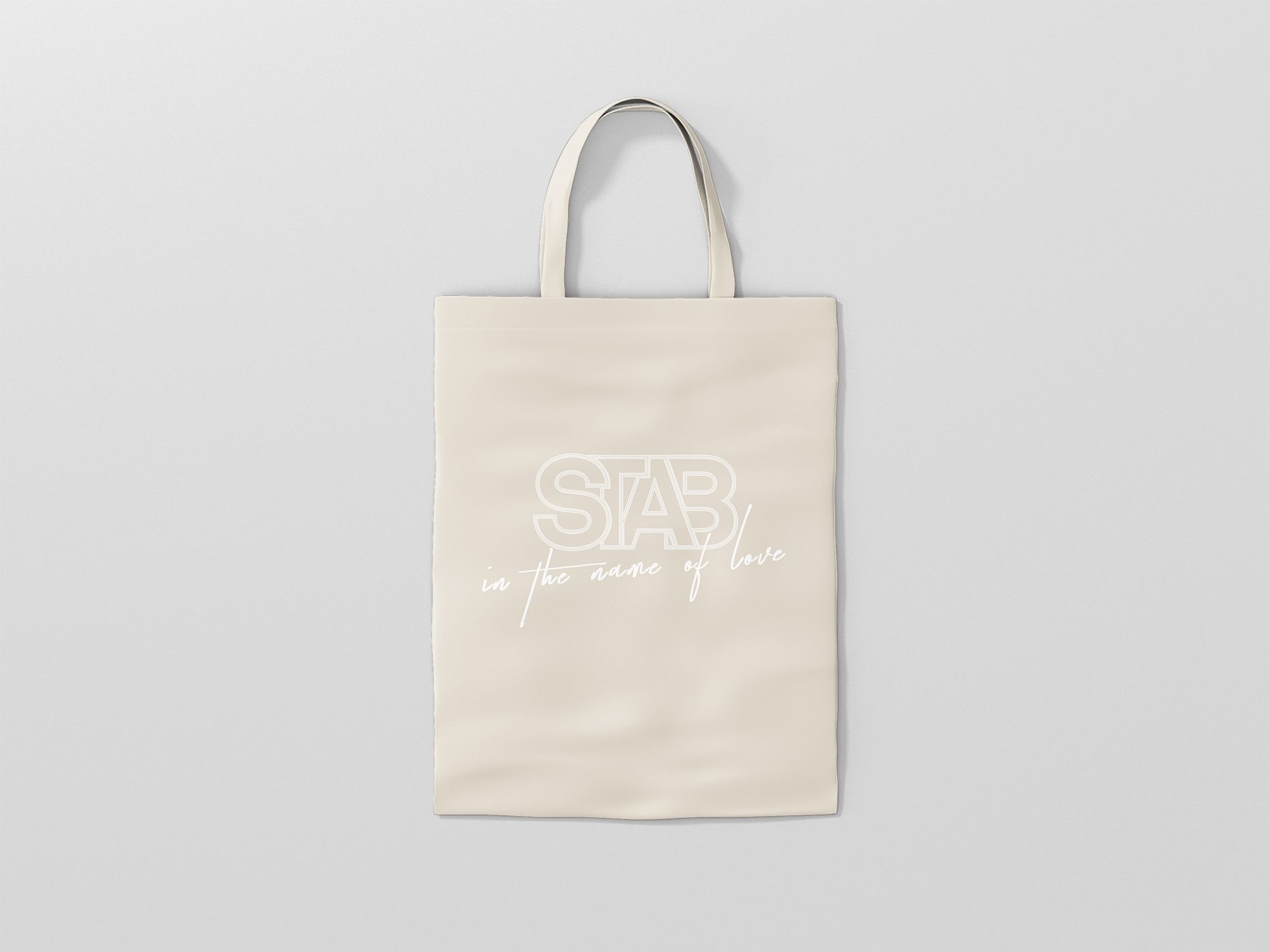 STAB "In the Name of Love" Tote Bag: Cream / White