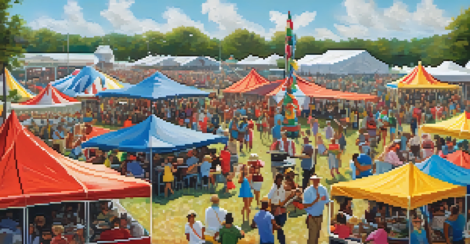 A lively Louisiana Crawfish Festival with locals enjoying food, music, and dance.