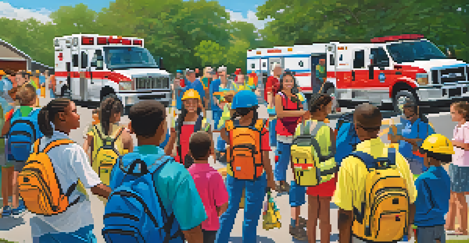 Families participating in an emergency preparedness drill in Louisiana, practicing evacuation routes and showcasing community readiness.