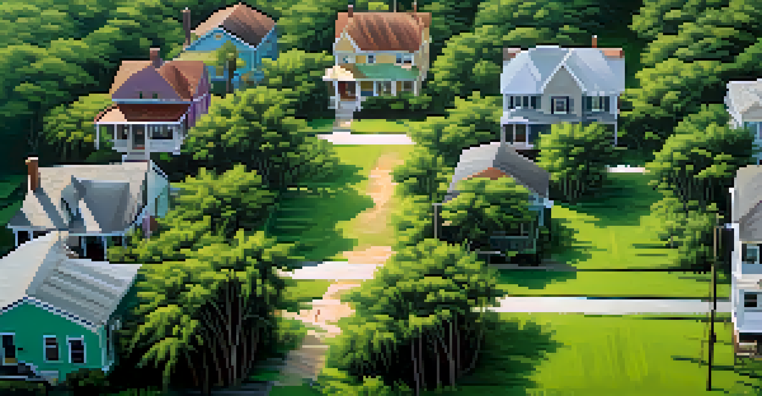 An aerial view of a Louisiana neighborhood with houses under repair and fully restored, showcasing community resilience after a hurricane.