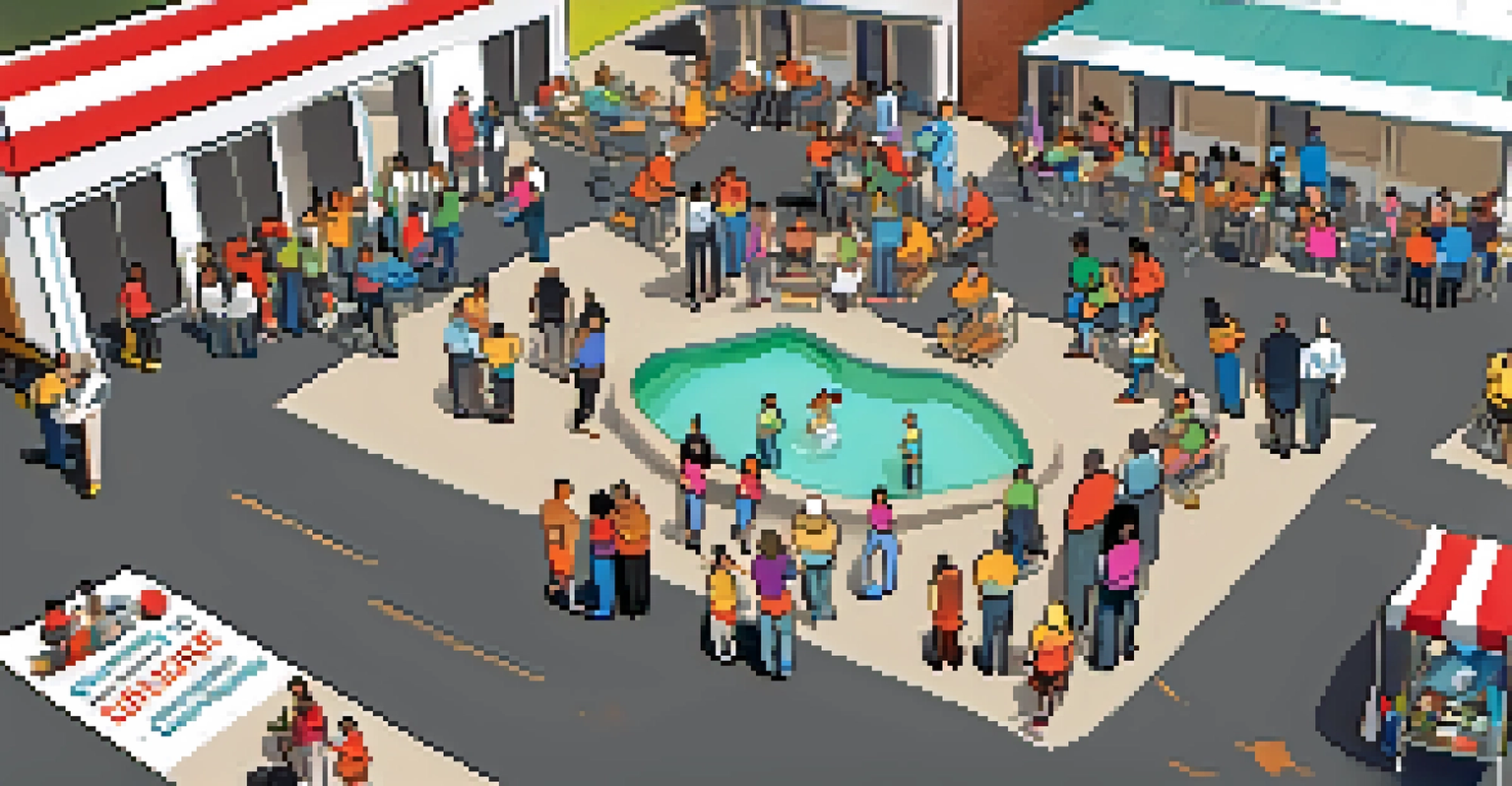 A community gathering in Louisiana for disaster preparedness, featuring families and informational displays.