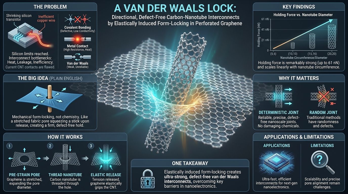 567. A van der Waals Lock: Directional, Defect-Free Carbon-Nanotube Interconnects by Elastically Induced Form-Locking in Perforated Graphene