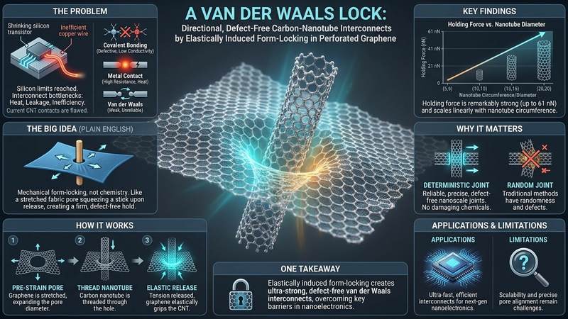 567. A van der Waals Lock: Directional, Defect-Free Carbon-Nanotube Interconnects by Elastically Induced Form-Locking in Perforated Graphene