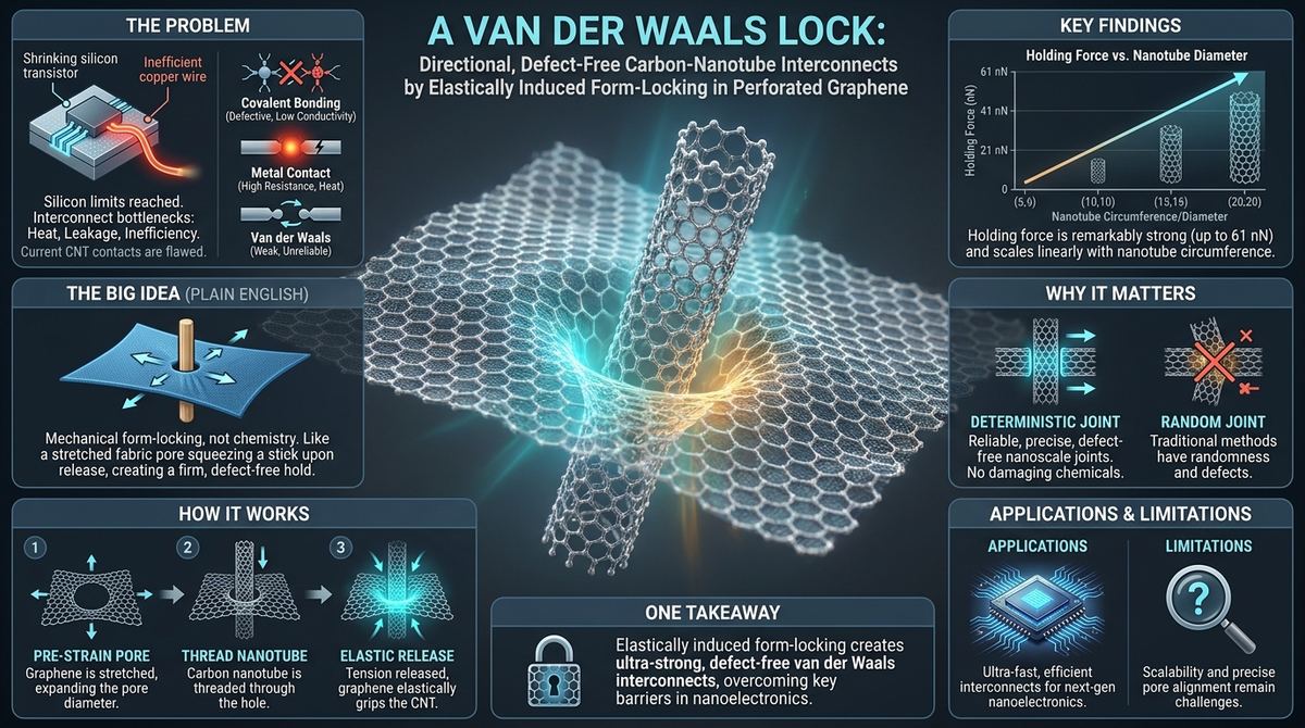 567. A van der Waals Lock: Directional, Defect-Free Carbon-Nanotube Interconnects by Elastically Induced Form-Locking in Perforated Graphene