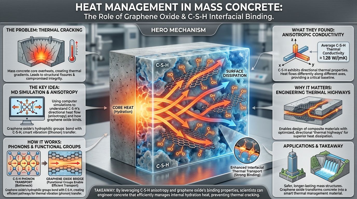 545. Heat Management in Mass Concrete: The Role of Graphene Oxide and C-S-H Interfacial Binding