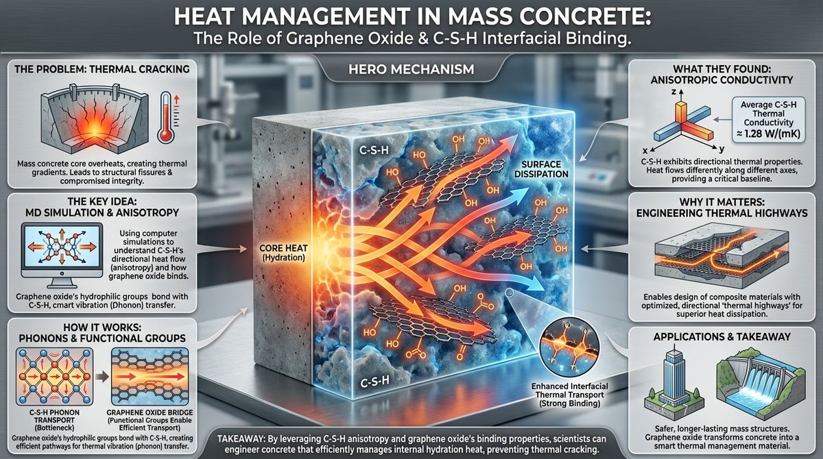 545. Heat Management in Mass Concrete: The Role of Graphene Oxide and C-S-H Interfacial Binding