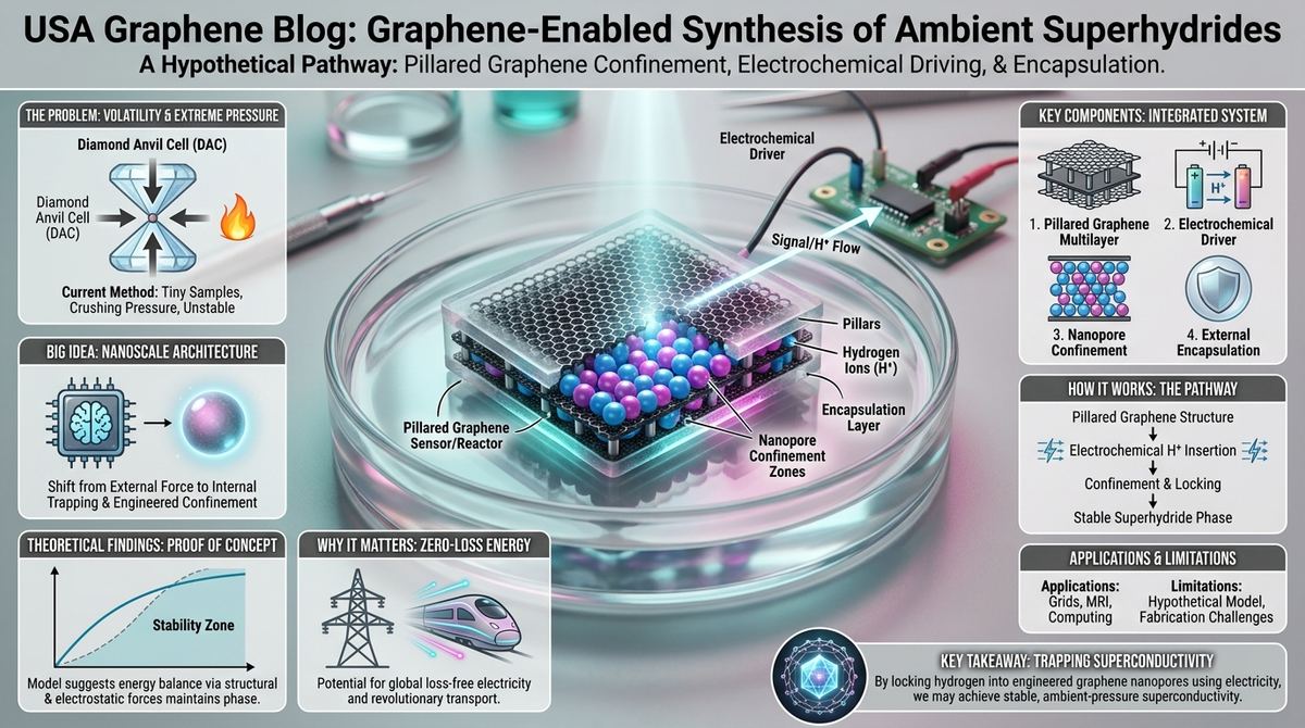 559. A Comprehensive Hypothetical Pathway for the Synthesis of Bulk Superhydrides via Pillared Graphene Confinement, Electrochemical Driving, and External Encapsulation