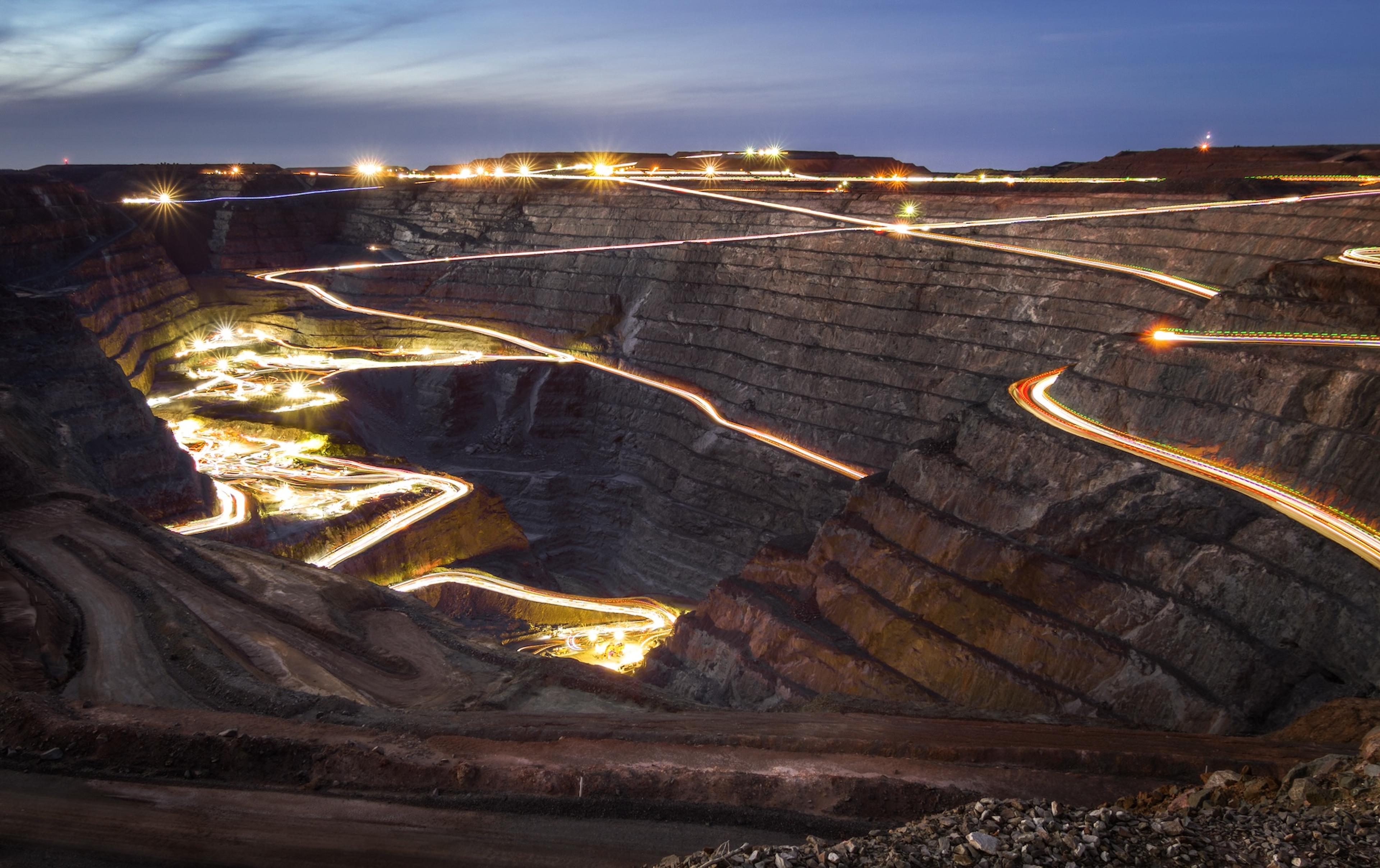 Mine site at night